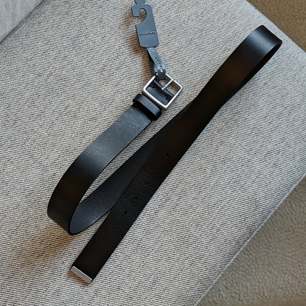 All Saints black leather belt to fit 32-36" waist